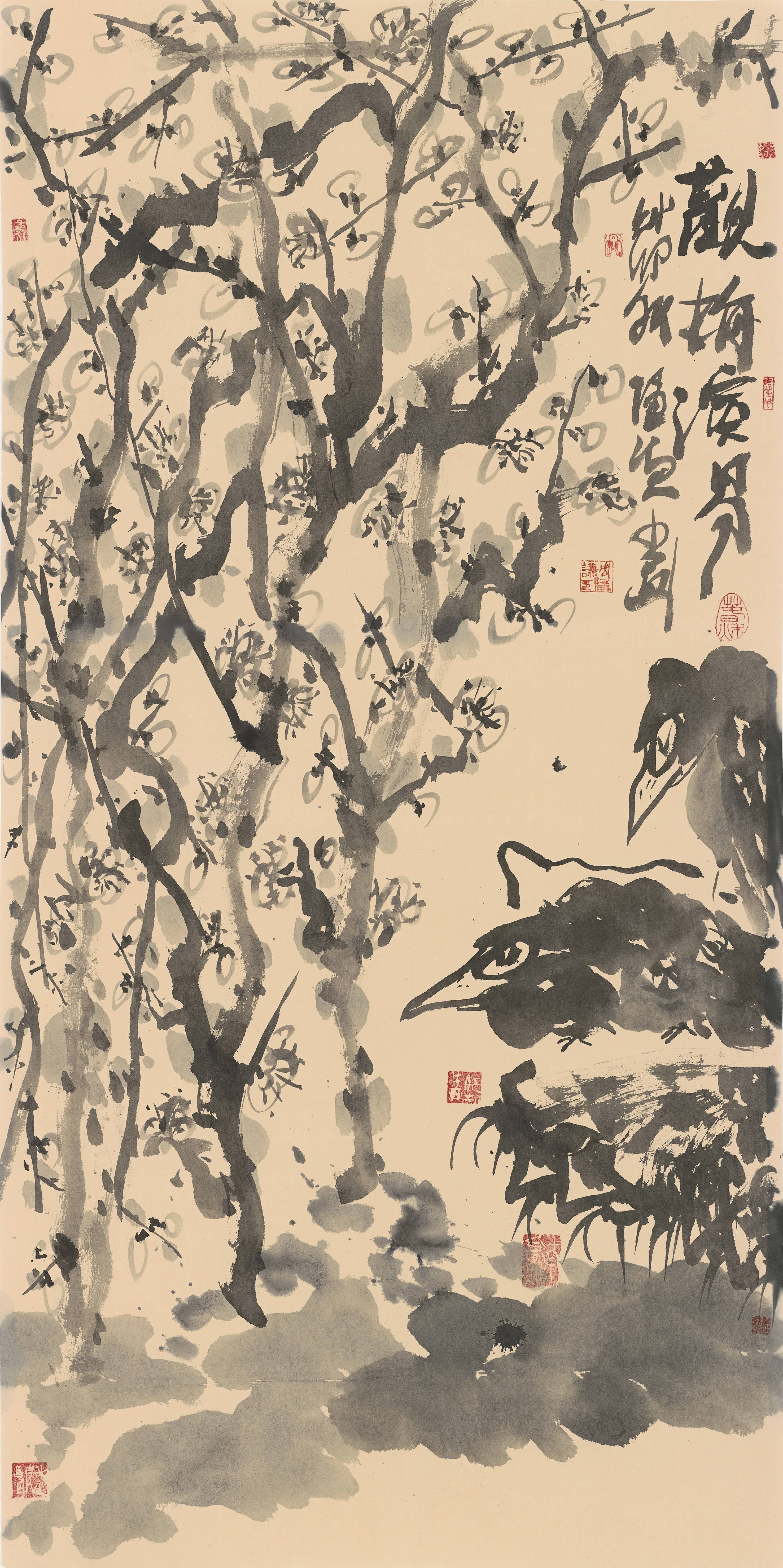 "中山画派创始人"大写意花鸟画家周隐谦笔下的松竹梅