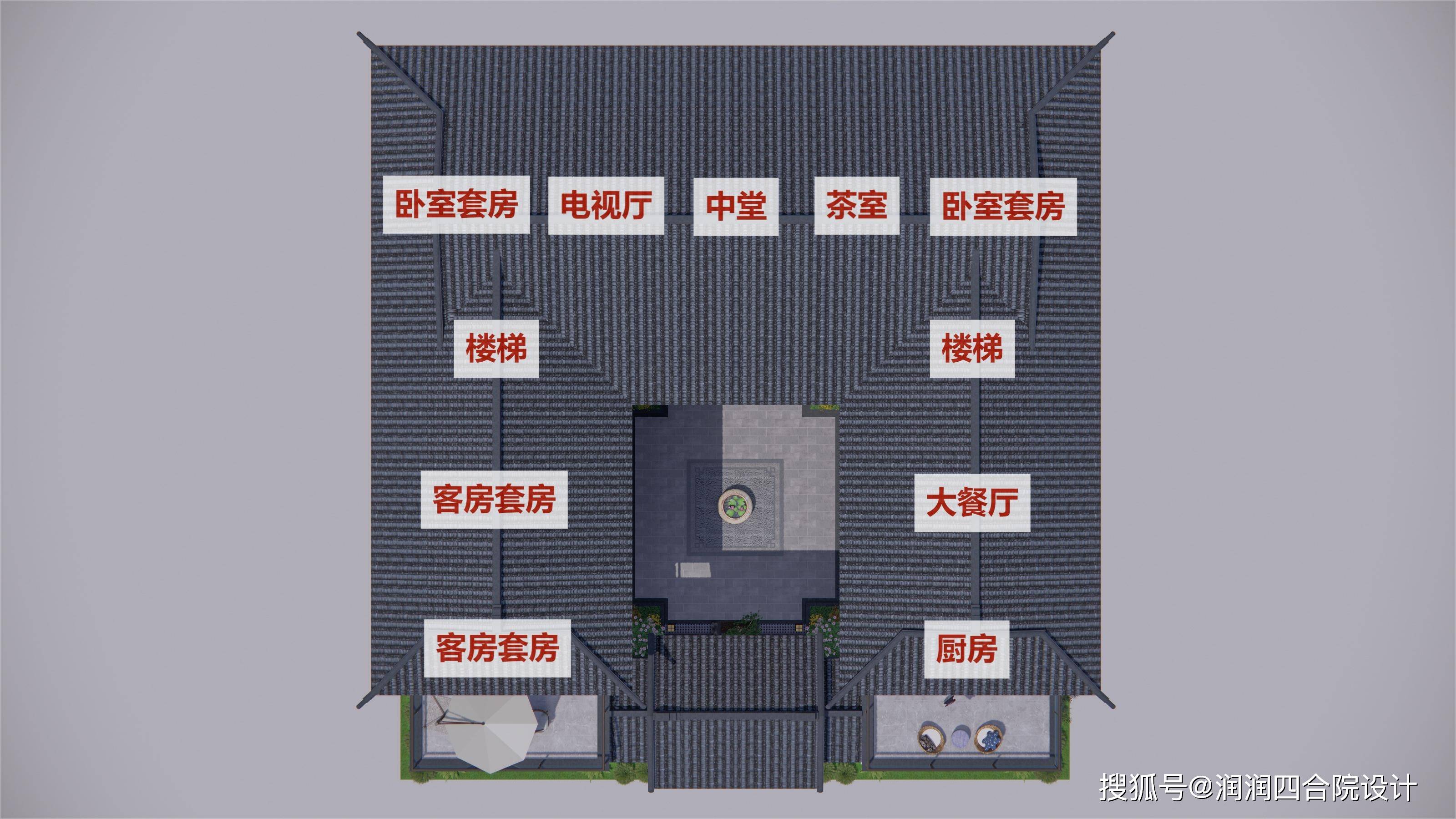广东客家三层兄弟双拼现代四合院18x19润润四合院设计