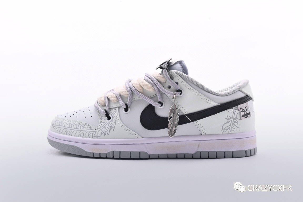 耐克nike dunk low 银饰羽毛高街达芬奇绑带低帮板鞋_鞋带_整体_vibe