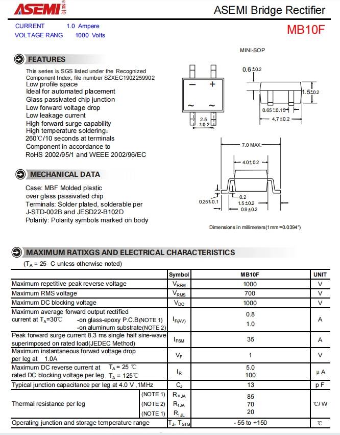 kbpc2510整流桥参数图片