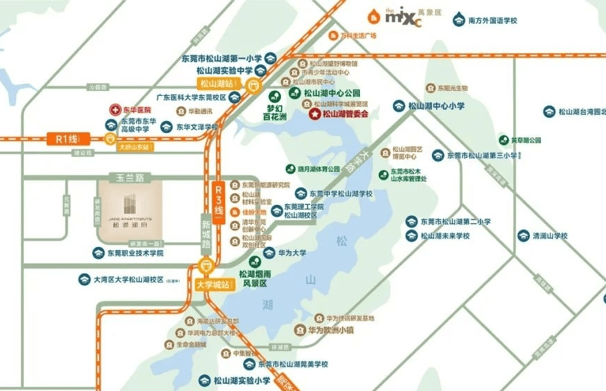 松湖润府区位示意图松湖润府就位于松山湖中部,总建面约29万㎡,是近10