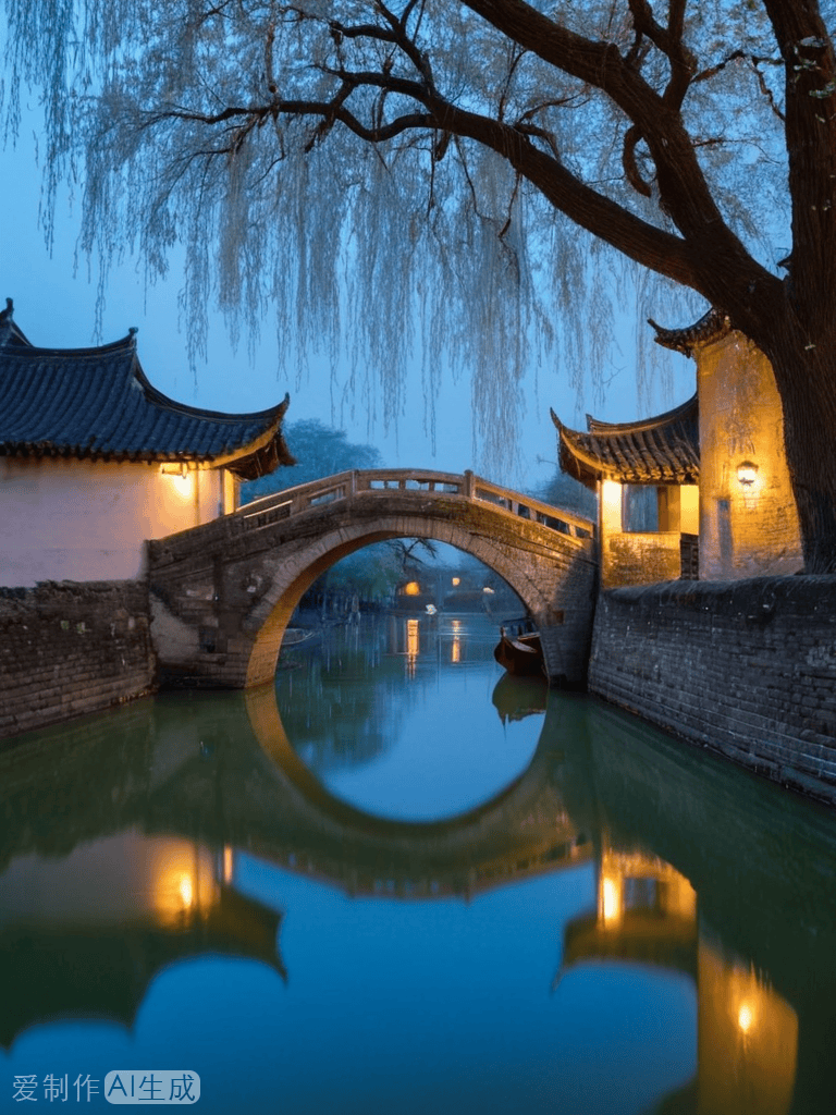 AI画的古代江南水乡高清图片