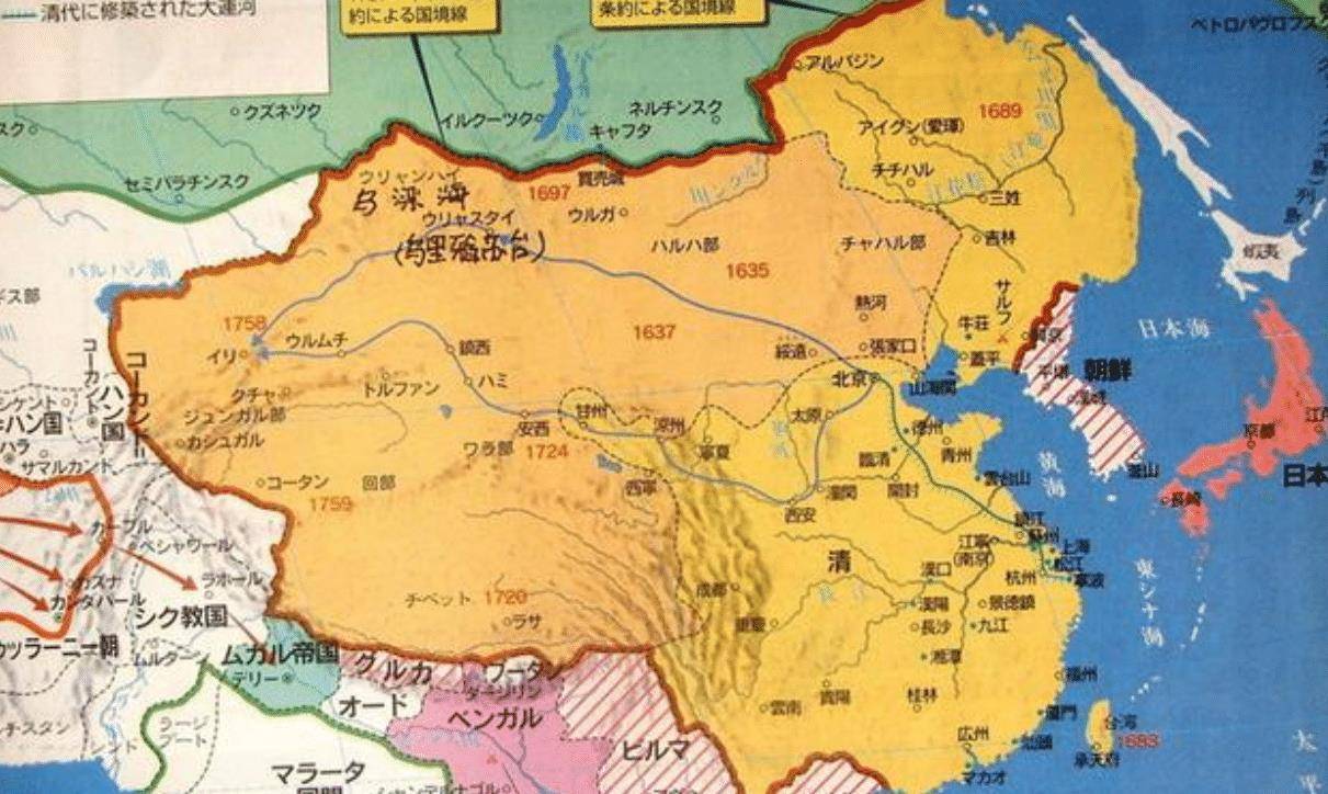 清朝地图和现在对比图片