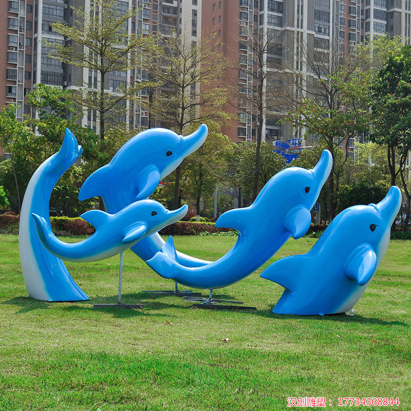 玻璃钢仿真海豚雕塑海洋动物造型景观摆件