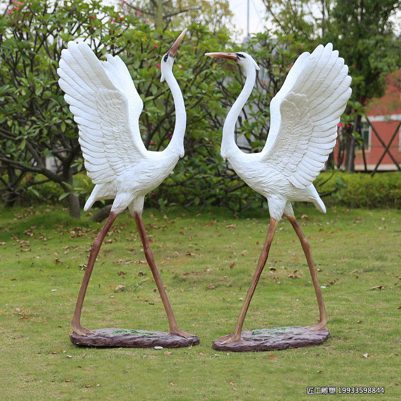玻璃钢仿真白鹭雕塑公园仿真动物装饰摆件