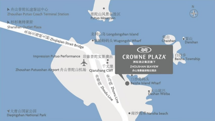 普陀长途客运中心约20分钟车程,乌石塘景区约3分钟车程,著名的观音法