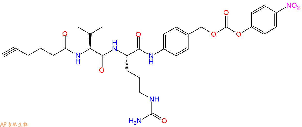 含有末端炔烃,缬氨酸-瓜氨酸(val-cit二肽)和对硝基苯基(pnp)碳酸酯
