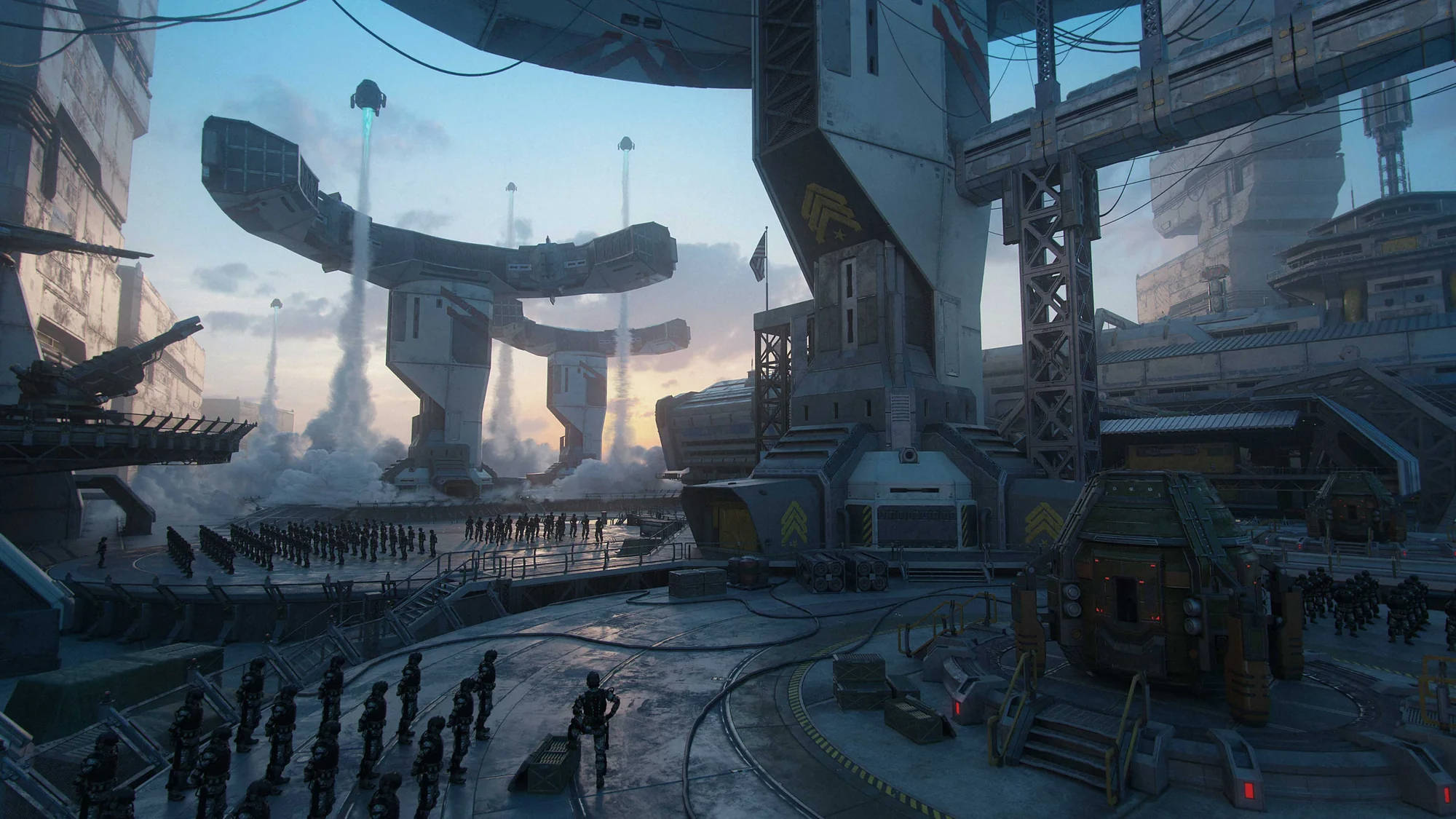 未来科幻战争基地，防御工事3d资产包 