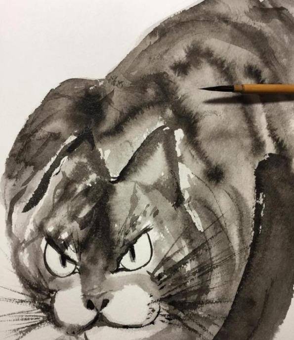 他想要画老虎,但没有见过老虎的样子,结果只能"照猫画虎"