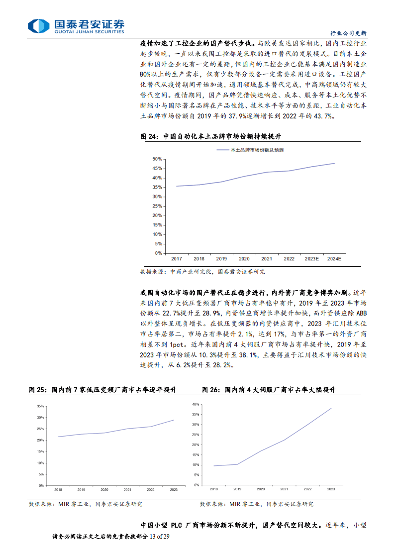 工业自动化行业更新报告:机遇与挑战并存,国产替代和出海共舞