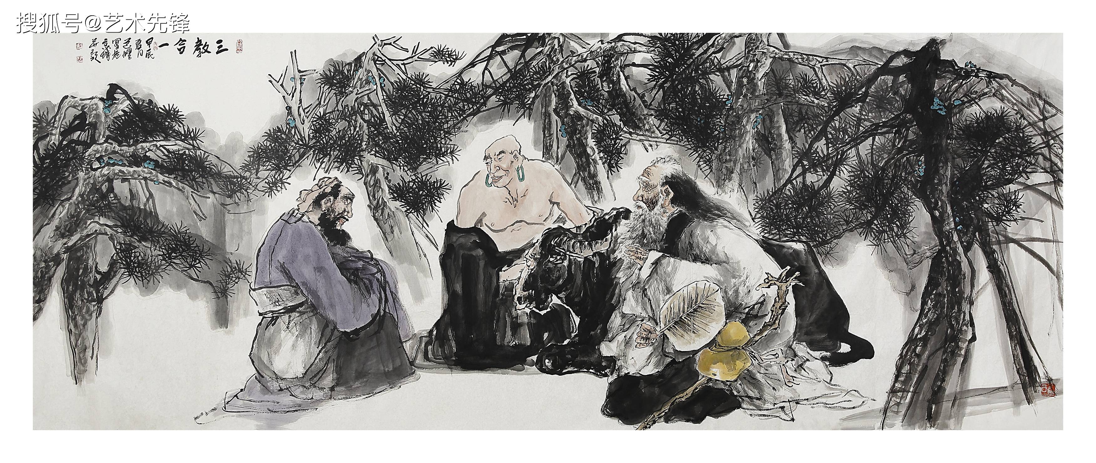 收藏首选,卢建民人物画,儒释道三教人物