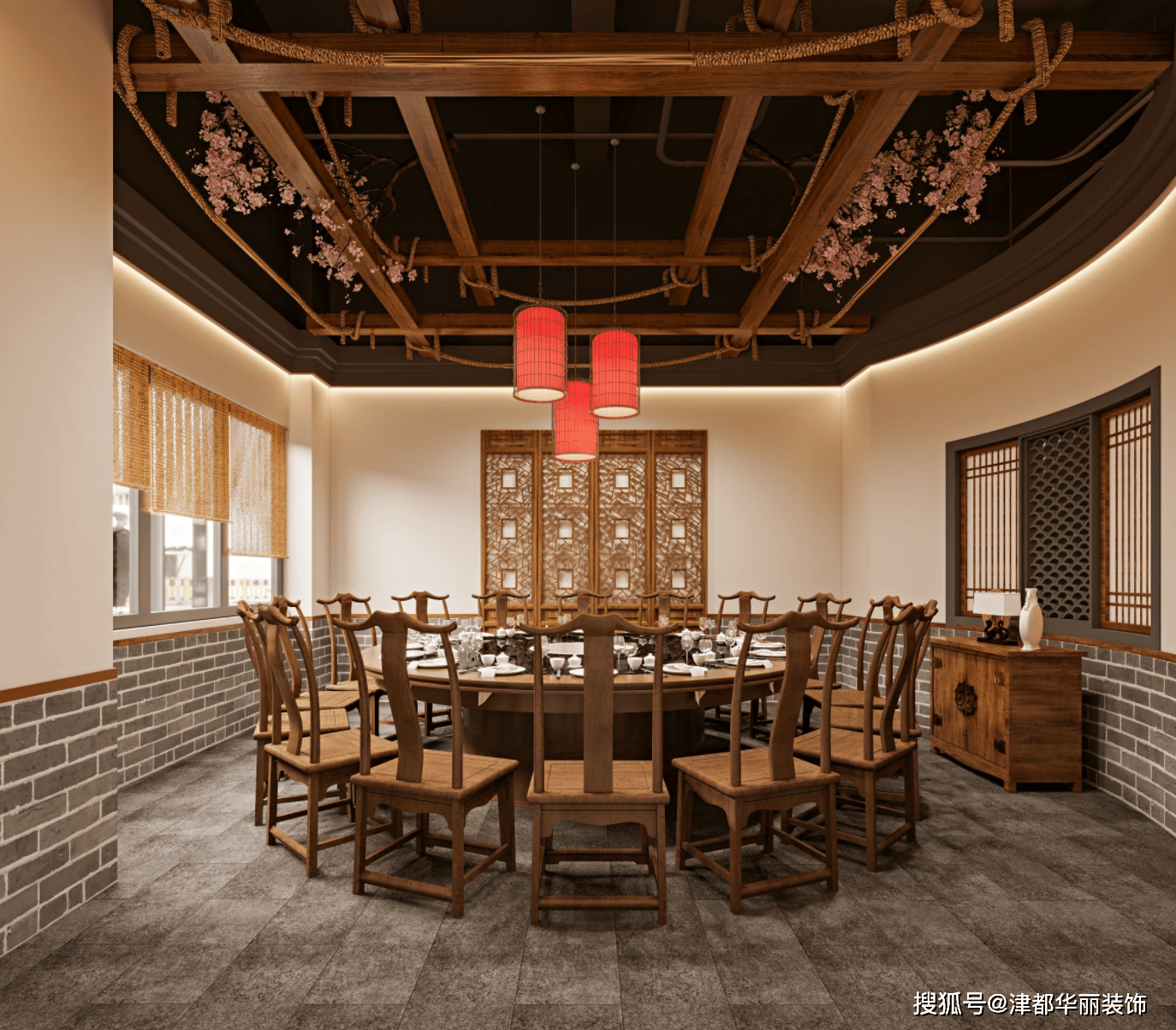 银川装修公司|津都华丽|银川锦湘楼湘菜馆装修设计方案鉴赏