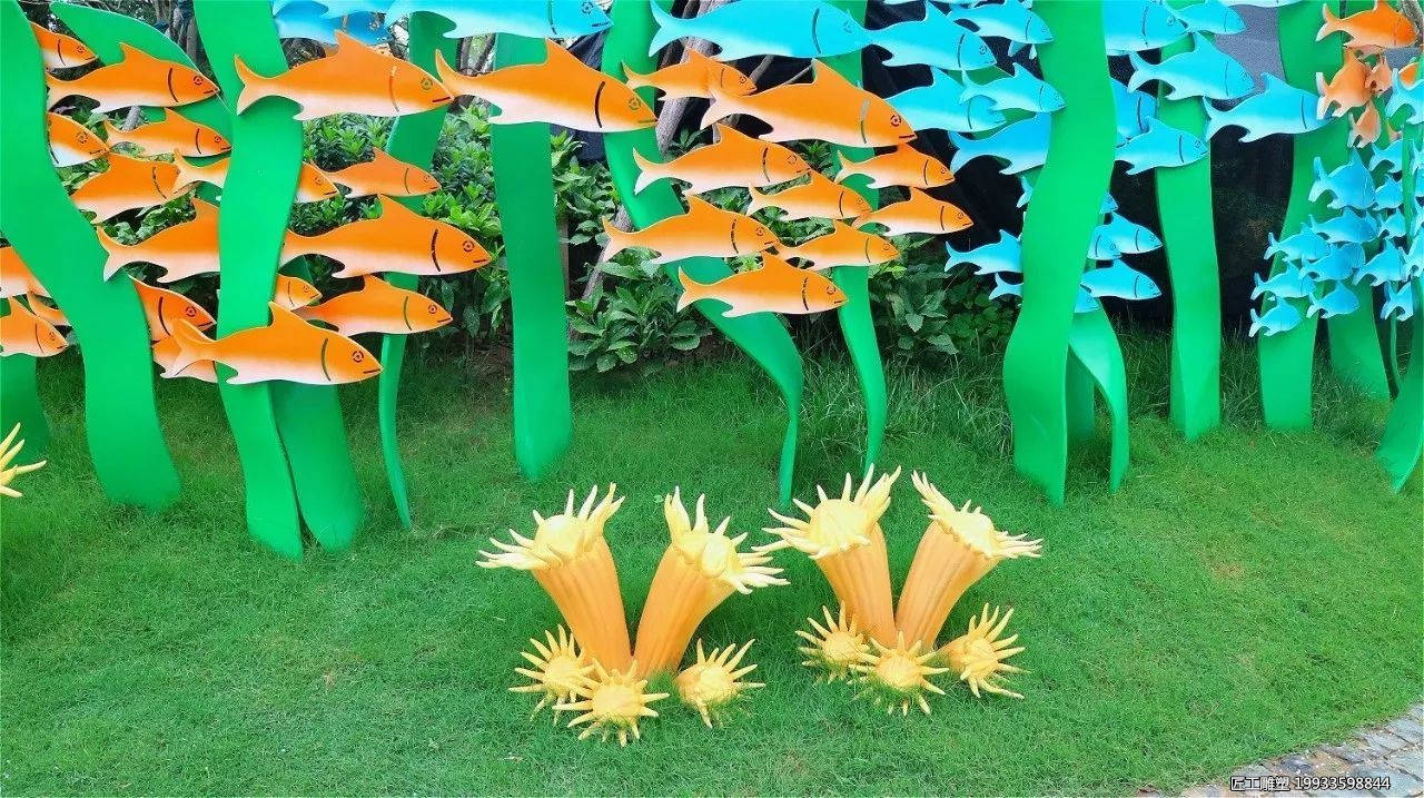 不锈钢海洋鱼文化雕塑 海洋主题装饰小品摆件