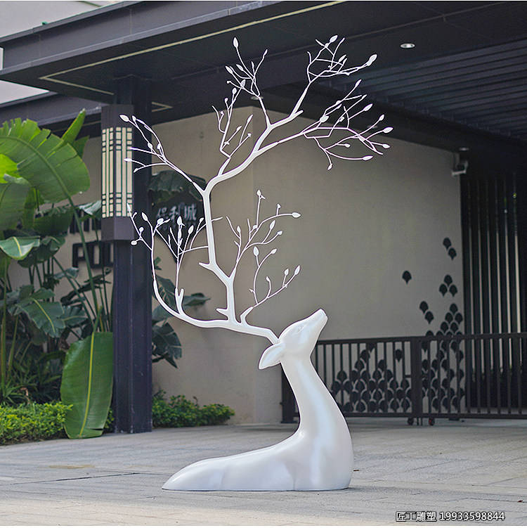 不锈钢树枝鹿雕塑 户外公园动物装饰摆件景观
