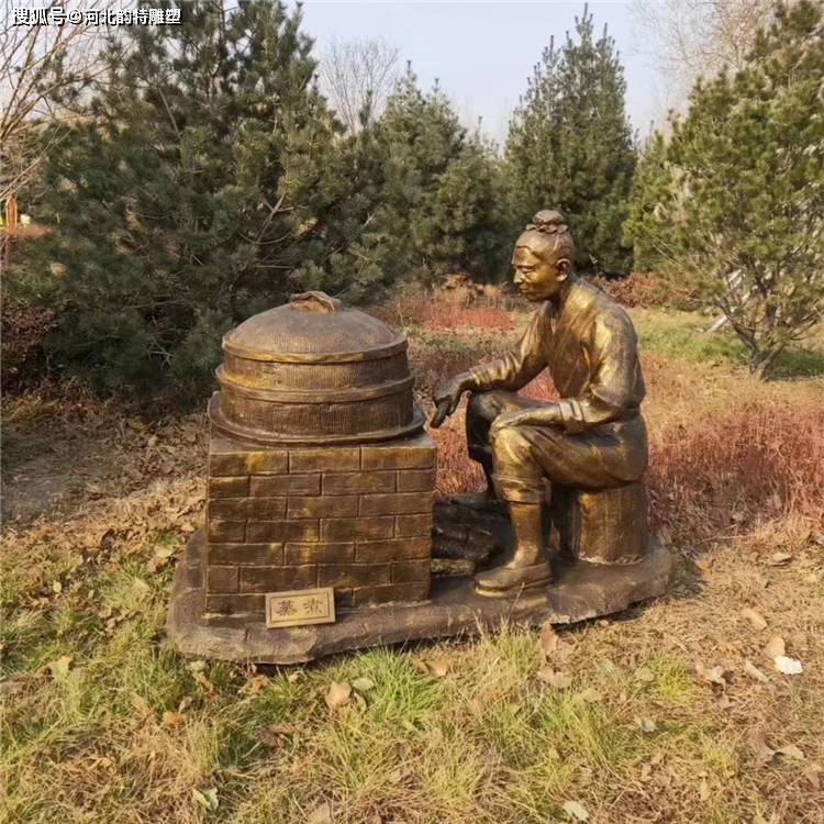 玻璃钢喝酒人物雕像,古人酿酒雕塑