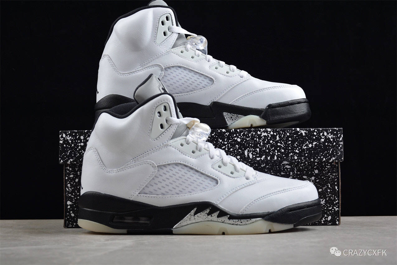 jordan 5 retro white black sail metallic silver 白黑泼墨篮球鞋