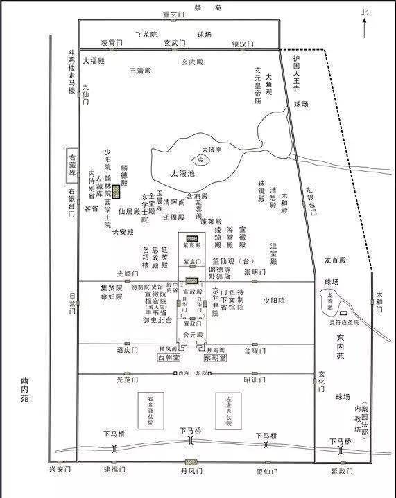 大明宫平面图含元殿图片