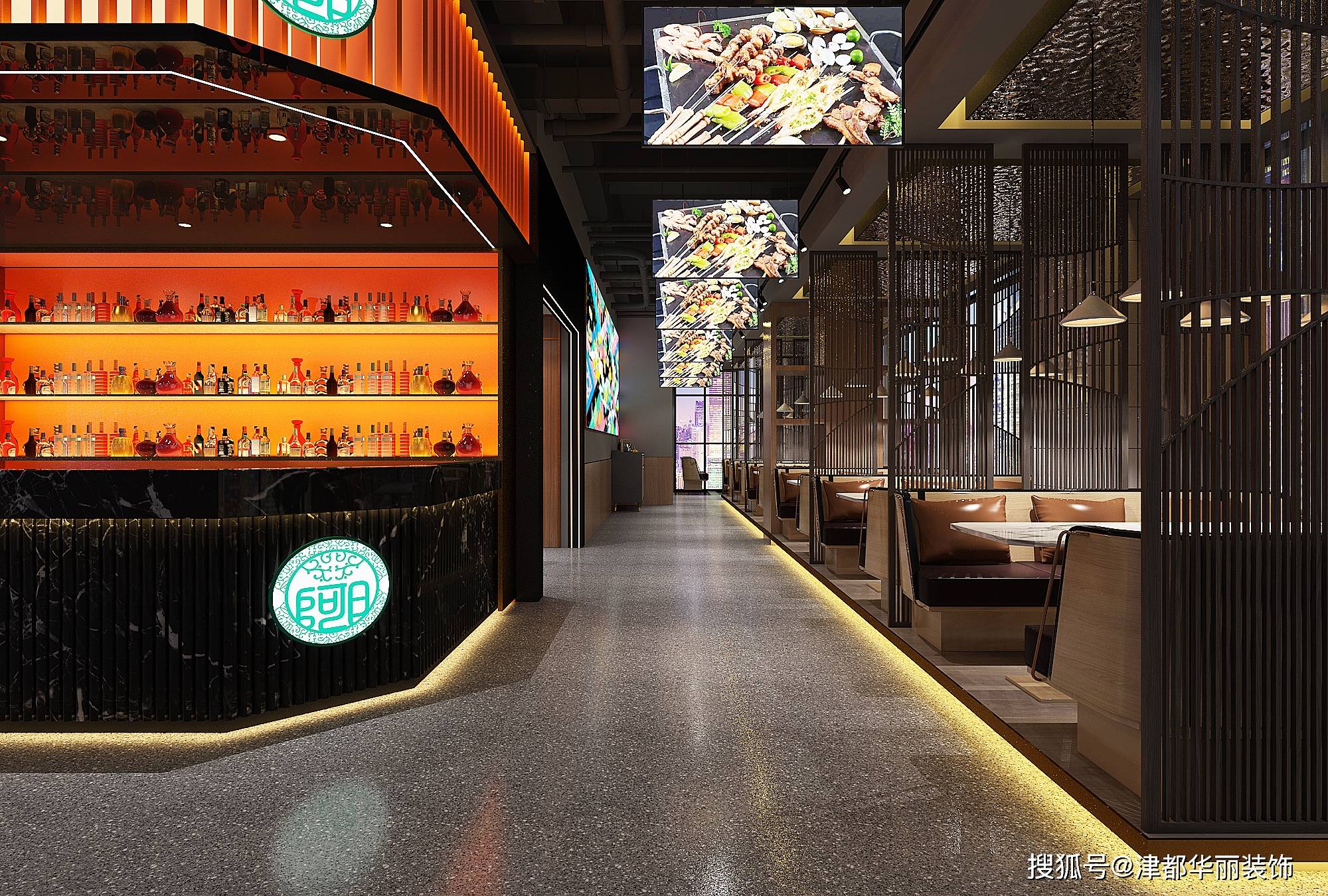 银川装修公司|津都华丽|银川阿郎烧烤音乐餐厅设计装修方案鉴赏