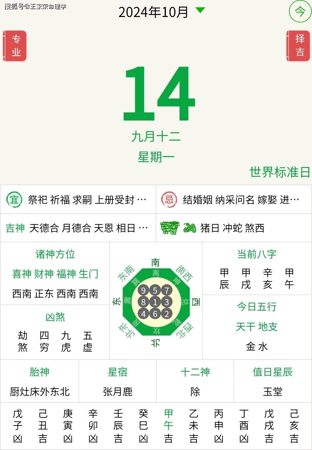 今日十二生肖运势播报2024年10月14日