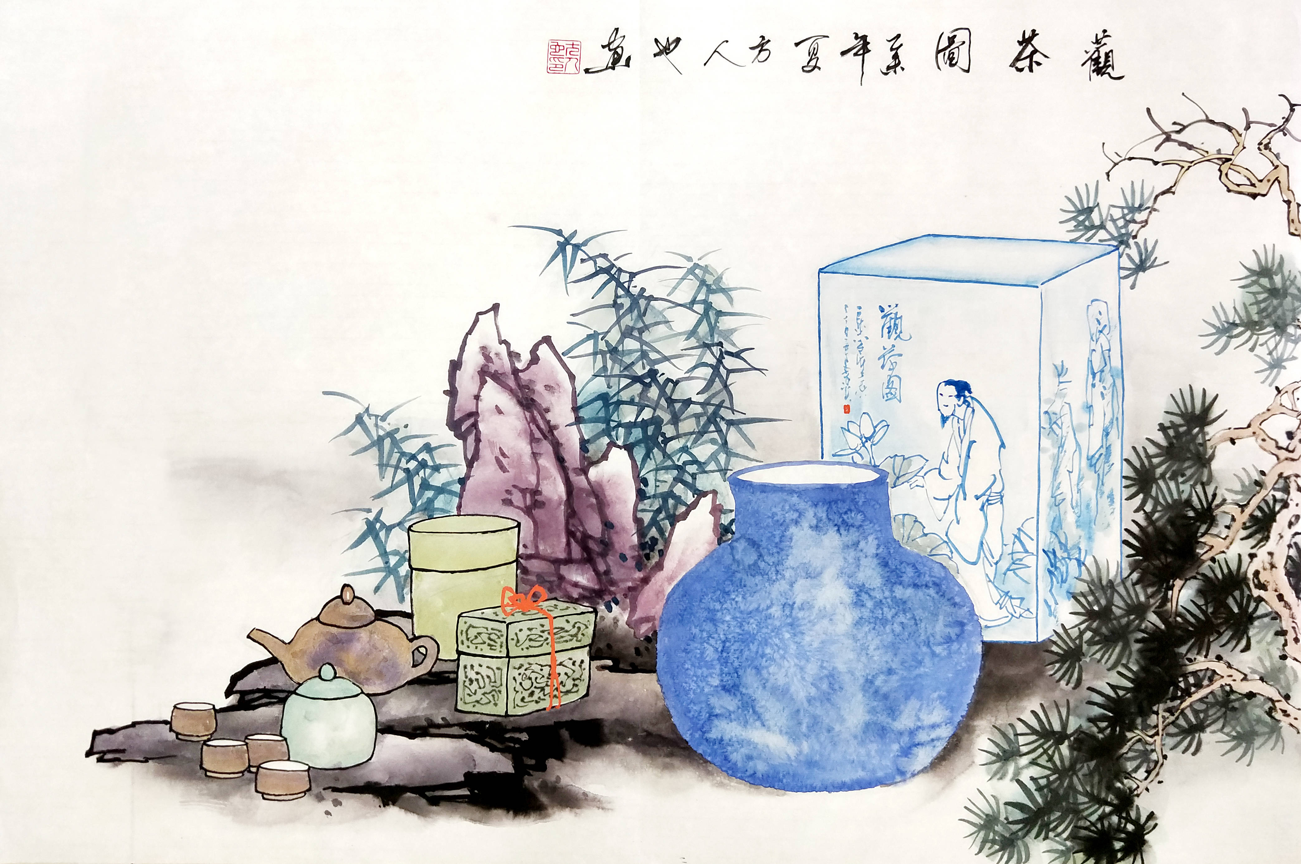 解析方人也青花瓷作品中的诗意表达