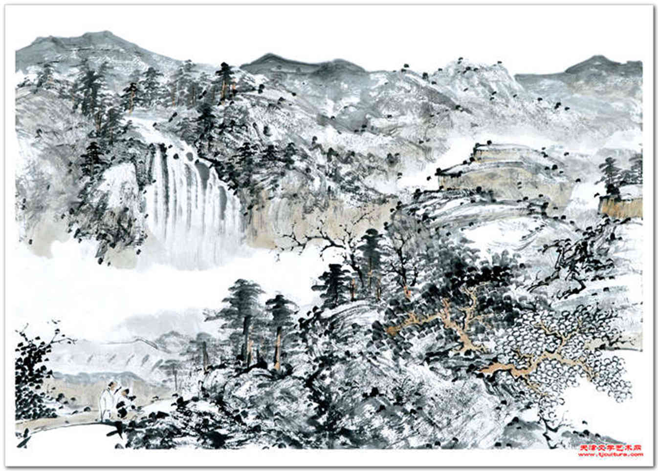 河北线装书博物馆收藏天津山水画名家吴景玉国画册页
