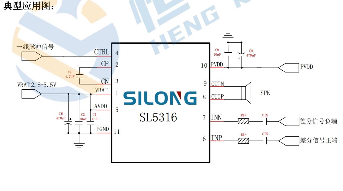 恒凯微ic—sl5316 无感式升压, f类,5w音频功率放大器
