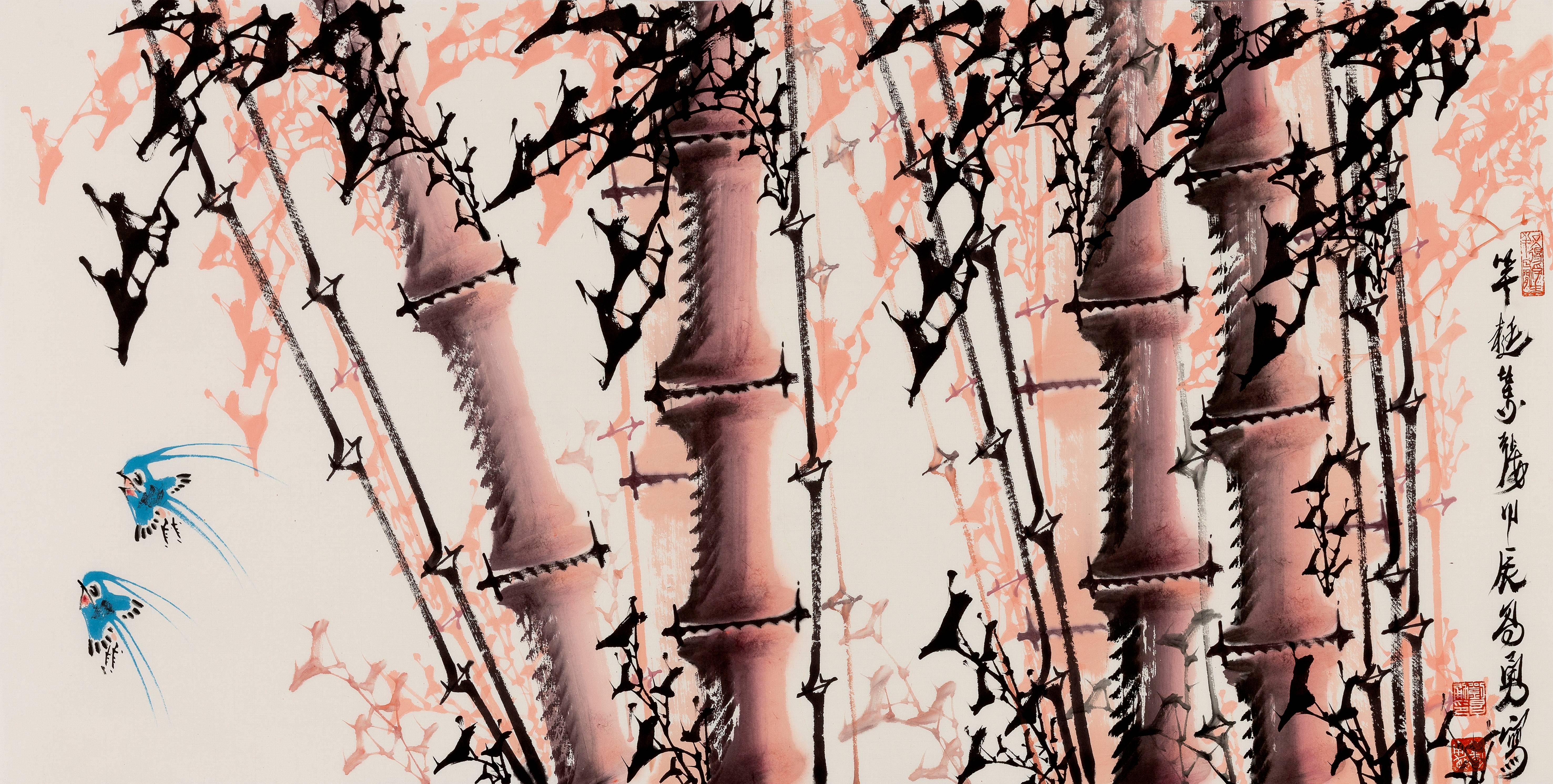 著名国画花鸟画家刘昌勇嘉元月辰绽彩花鸟贺新时