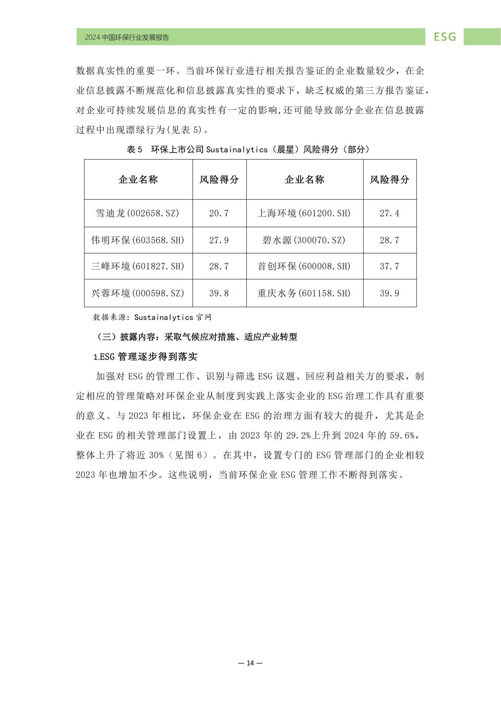 中华环保联合会：2024年中国环保行业ESG发展现状，发展特征分析-报告智库