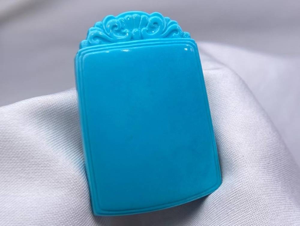 高瓷蓝绿松石仿古平安牌