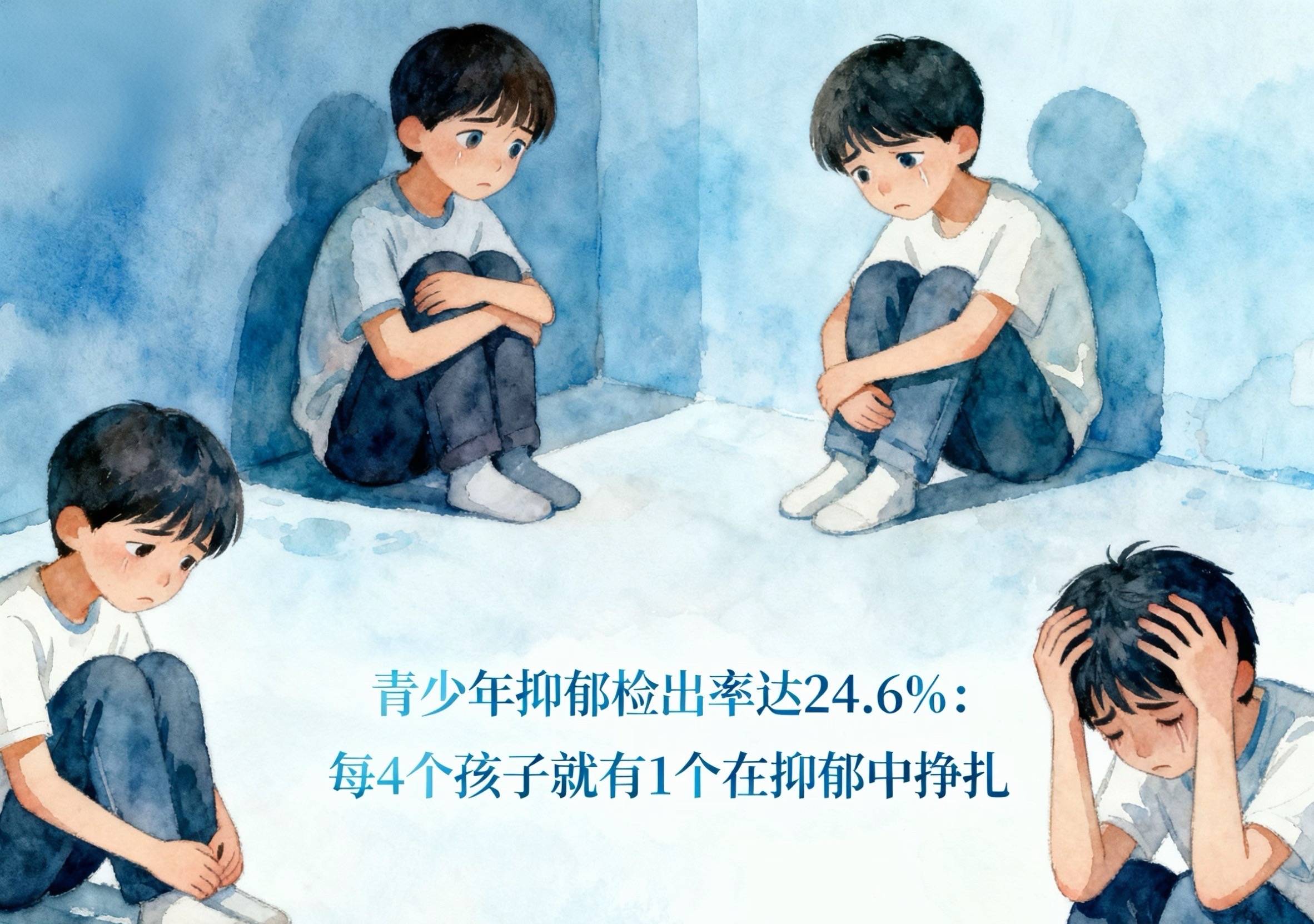 青少年抑郁检出率达24.6%:每4个孩子就有1个在抑郁中挣扎
