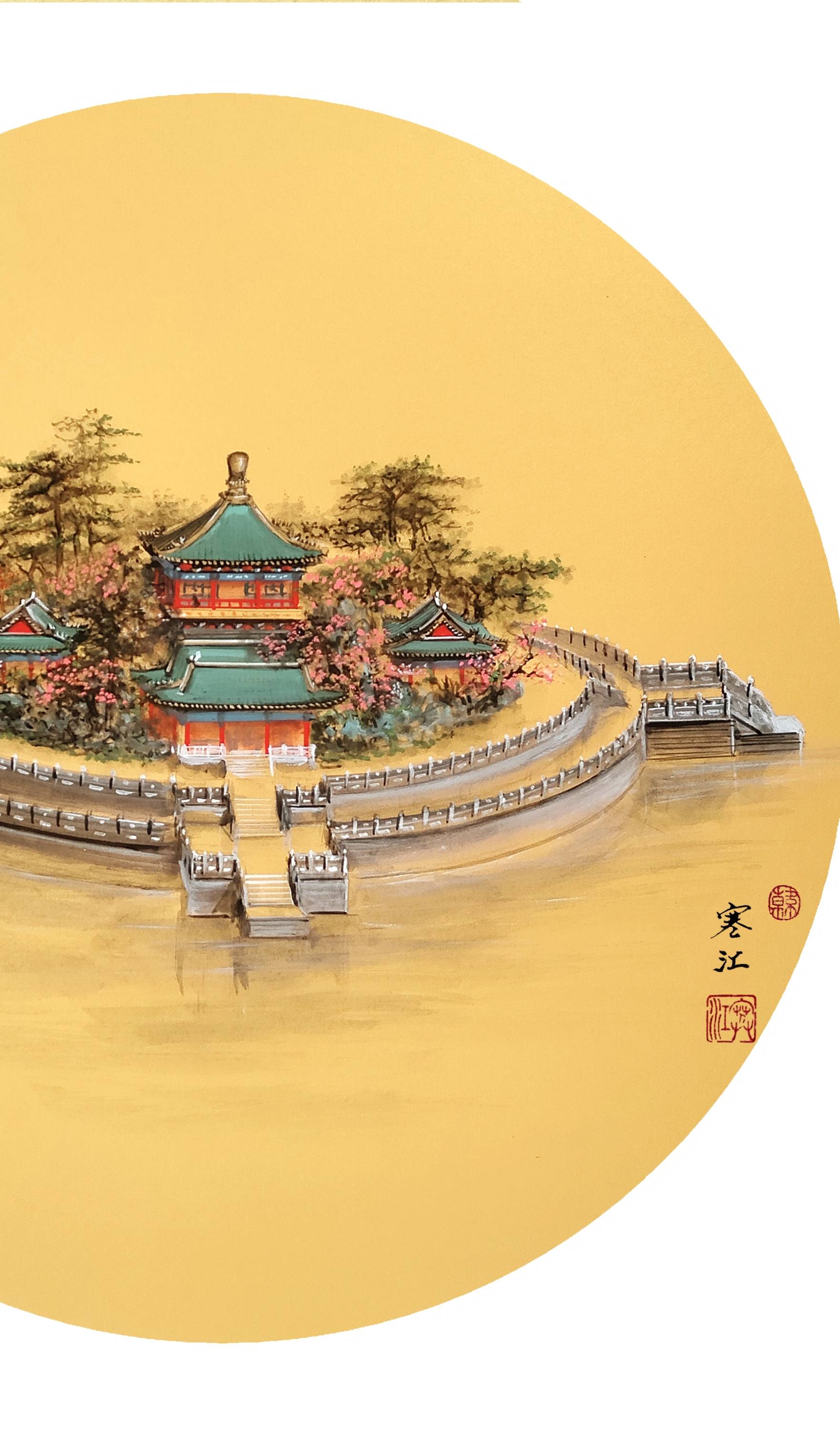 界画寒江---工笔界画《圆明园海岳开襟春景图》