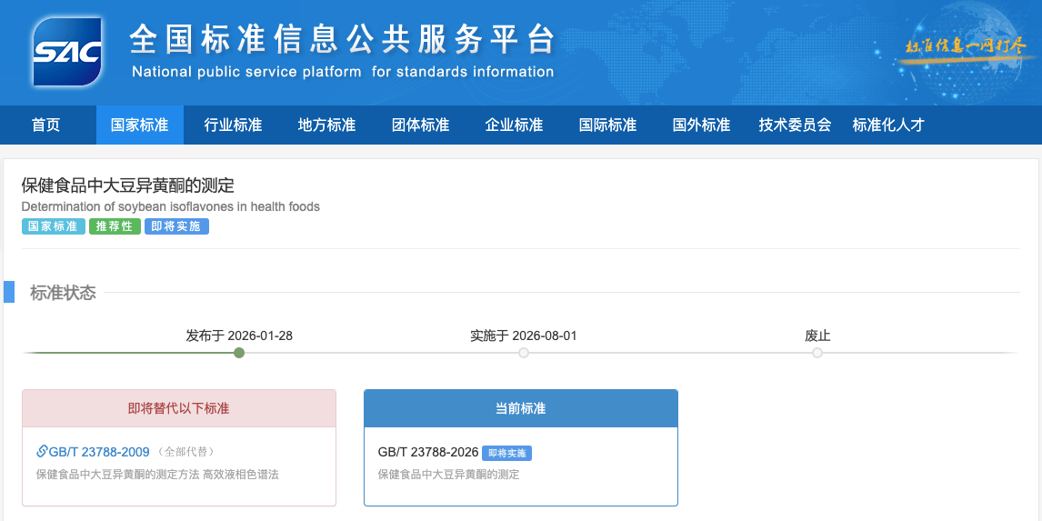 新国标加持！大豆异黄酮类保健食品检测标准升级（附一图读懂）