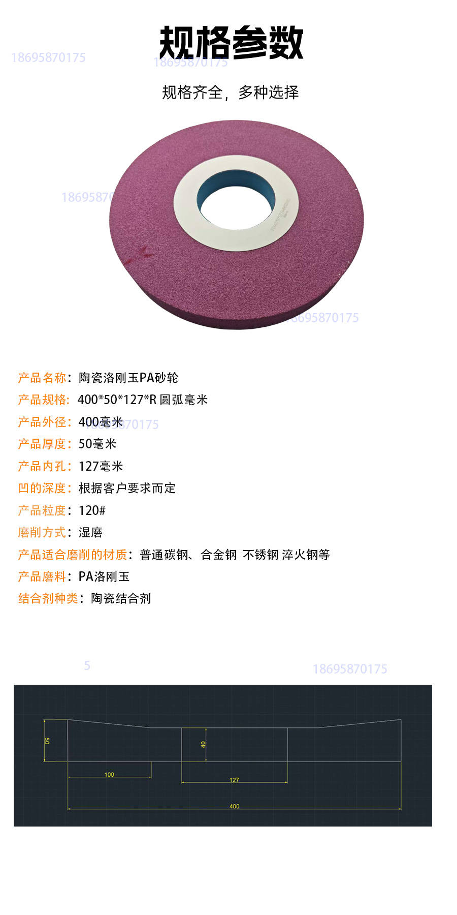 陶瓷洛刚玉平行砂轮 陶瓷平行绿碳化硅砂轮