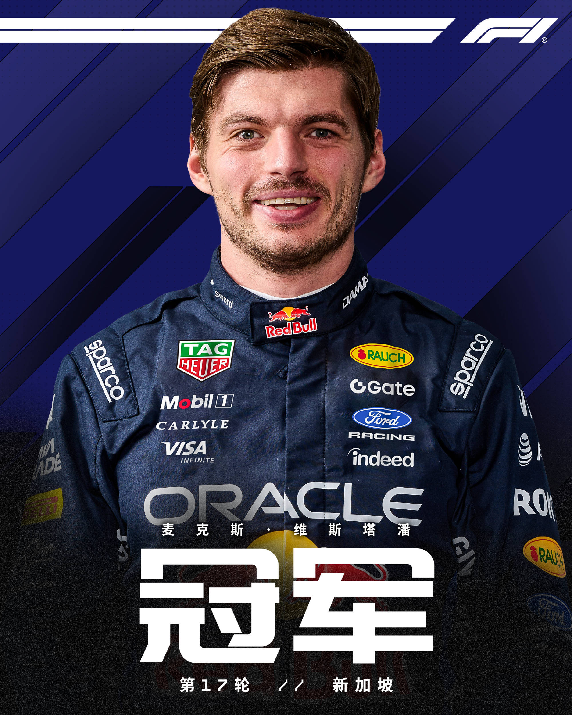 F1新加坡站-维斯塔潘统治性表现夺冠 勒克莱尔获亚军