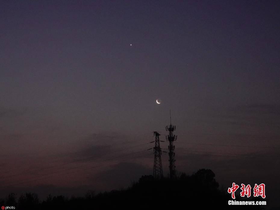 2024年首场金星合月天象亮相天宇_icphoto_月亮_湖北