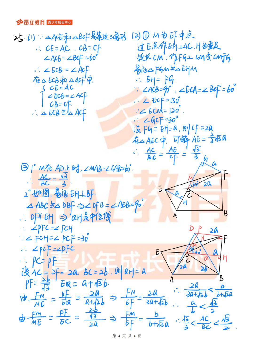 閔行/黃浦/長寧 | 2024初三一模數學試卷解析_模型_難度_三角形