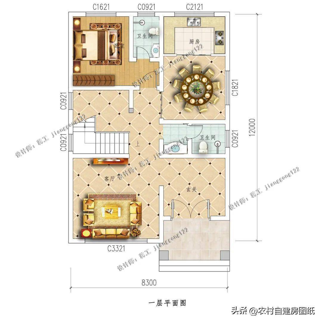 4款经典小户型三层别墅,110平面积刚刚好,农村都喜欢哪款?