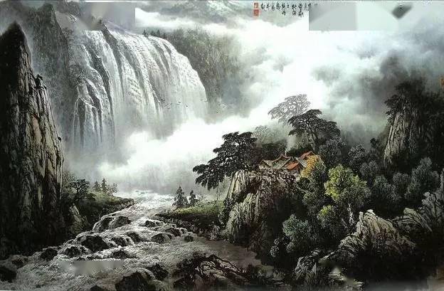 太震撼了,曾刚的彩墨山水画处处彰显着气势!_版权_侵权_文章