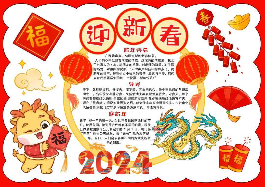 2024龙年主题手抄报模板