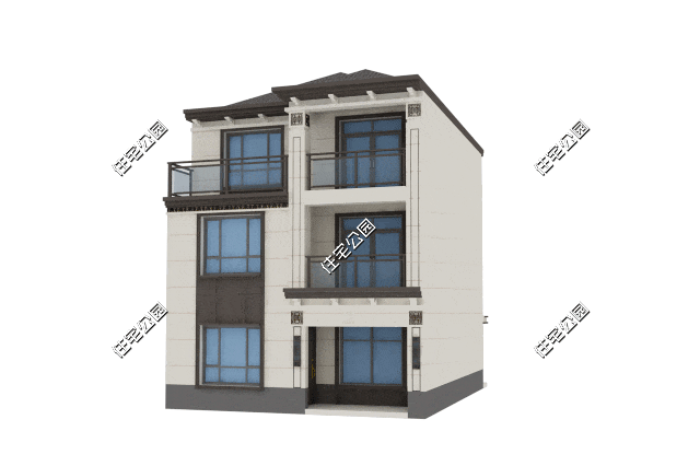 8×10米三层新中式别墅,夹心房也能拥有舒适生活体验(2490)_采光_设计