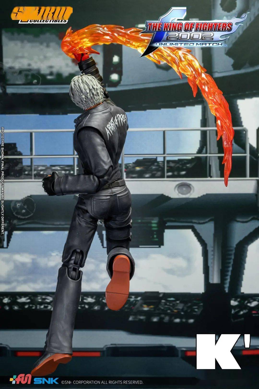 storm toys《拳皇2002》k,银发黑皮帅哥~_黑色_人偶_火焰