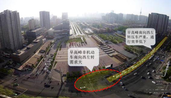 為東西向快速路,朱雀大街為南北向主幹道,兩條道路相交於明德門遺址公