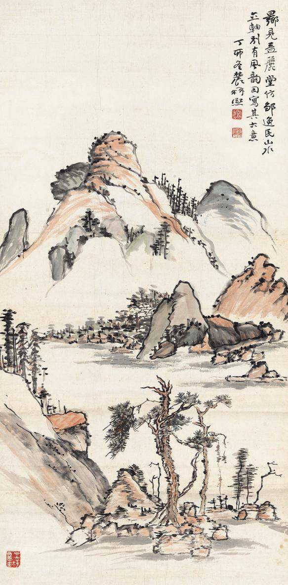 钤印:曾熙之印,戏海楼,心太平眖玺题识:向见孟丽堂仿邹逸民山水立轴