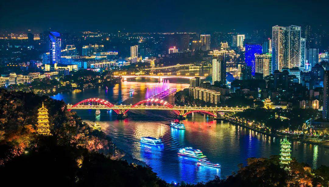 柳州夜景 全景图片