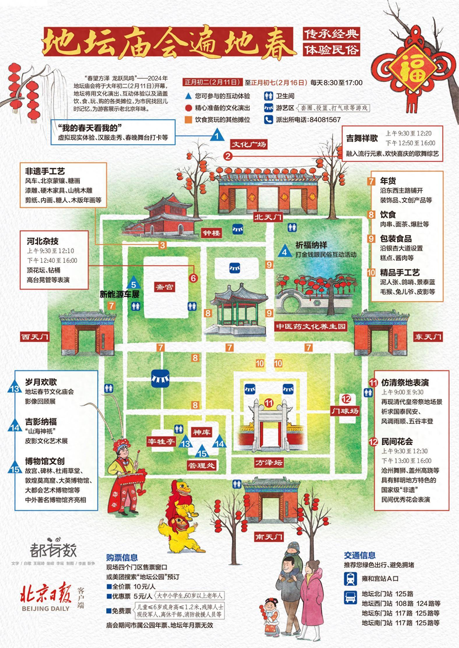 地坛,龙潭庙会手绘地图来了!_北京_文化_棋盘