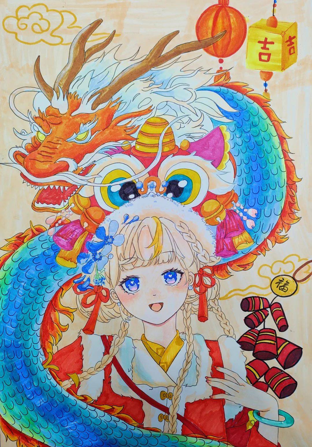 大年初一,看孩子们巧手绘祥龙_小学_省