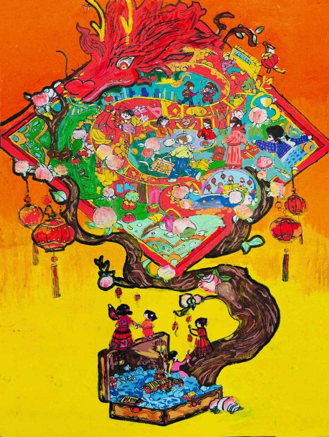 五(6)班 康铭轩绘画 《龙行龘龘》东胜区第八小学指导教师:胡晓云作者