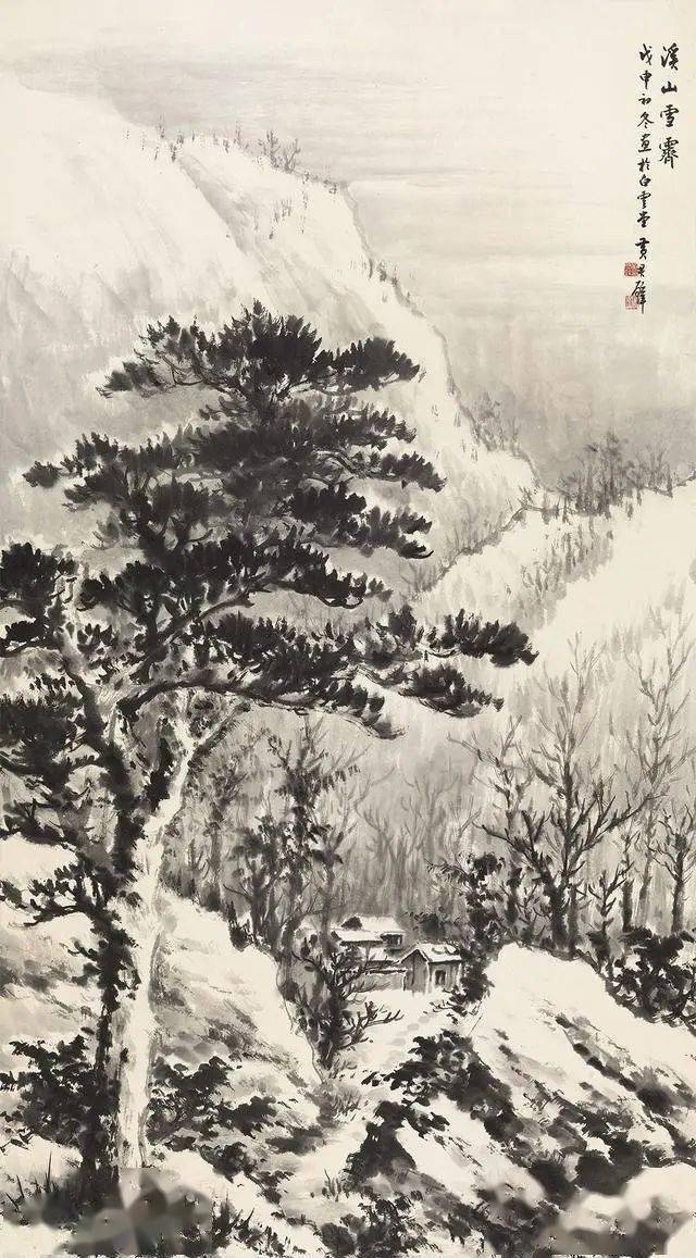 雪江归棹图关山月 小憩/雪景谢稚柳 1984年作 松岭晴雪潘素 吴山初雪