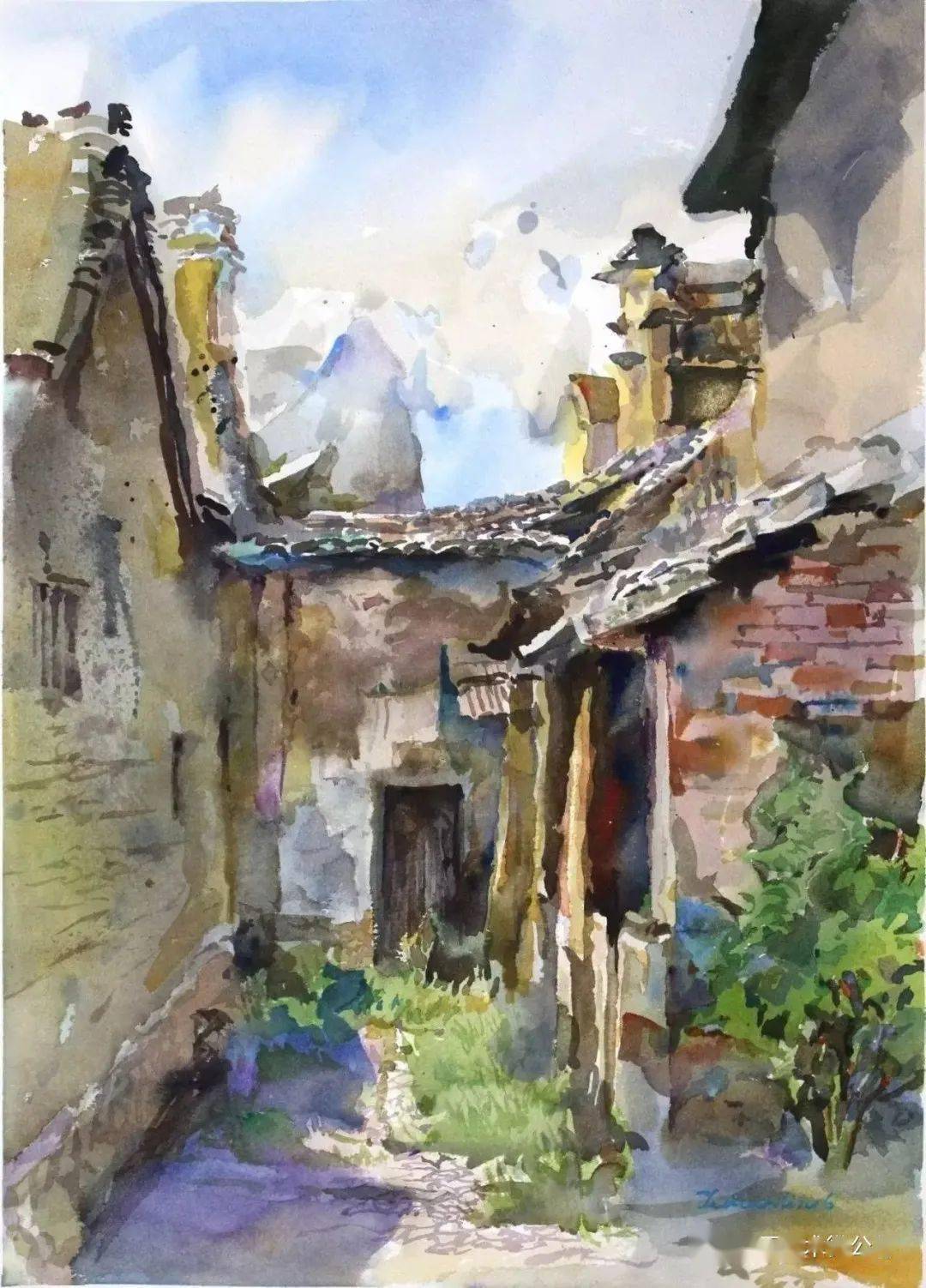 台湾水彩画家蔡岳霖乡村小景_作品