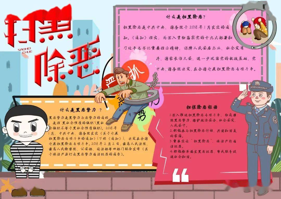 2024扫黑除恶手抄报合集,什么是扫黑除恶_组织_斗争_机制